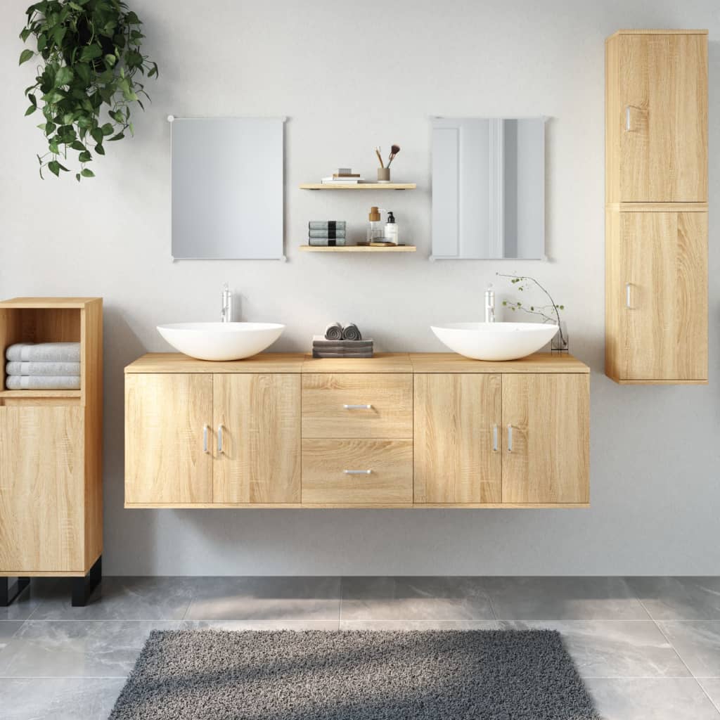 foto del prodotto set mobili da bagno 7 pz rovere in legno multistrato