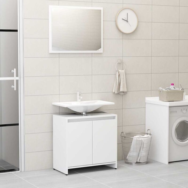 foto del prodotto set mobili da bagno bianco in legno multistrato vidaxl