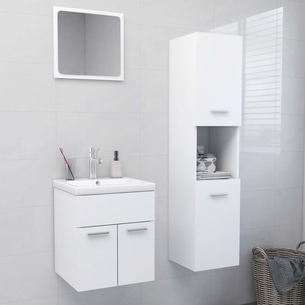 foto del prodotto set mobili da bagno bianco in truciolato