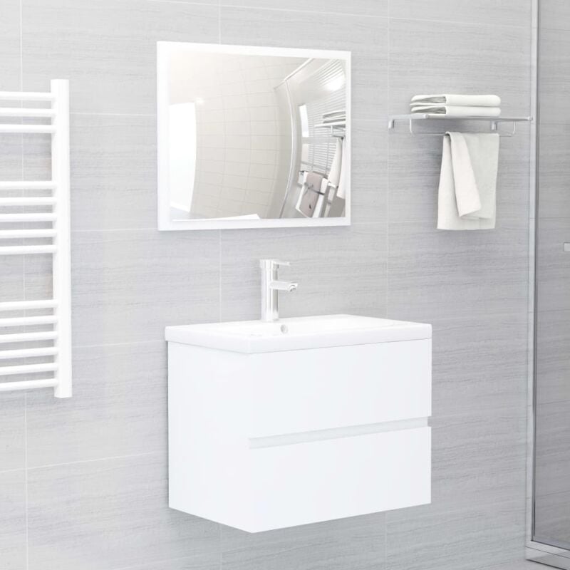 foto del prodotto set mobili da bagno bianco in truciolato