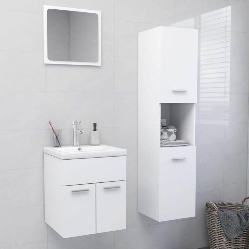 foto del prodotto set mobili da bagno bianco in truciolato vidaxl