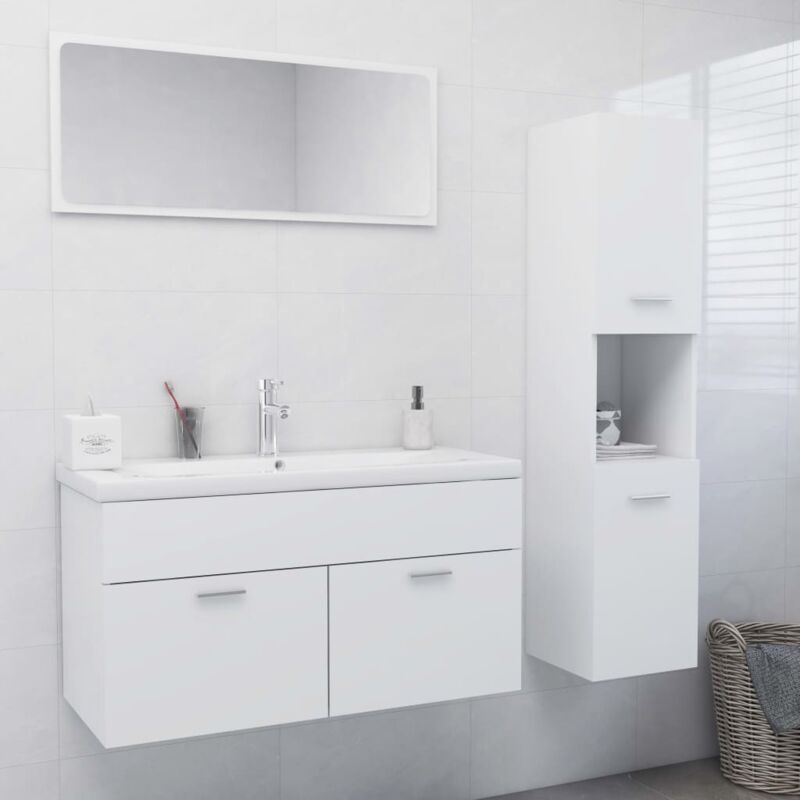 foto del prodotto set mobili da bagno bianco in truciolato vidaxl