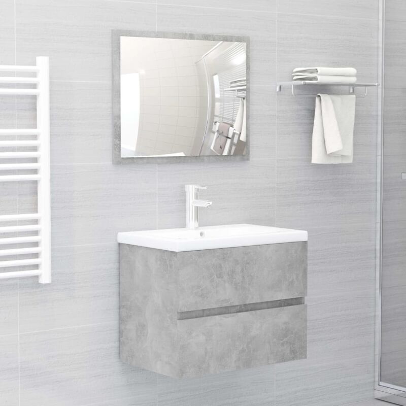 foto del prodotto set mobili da bagno grigio cemento in legno multistrato - vidaxl