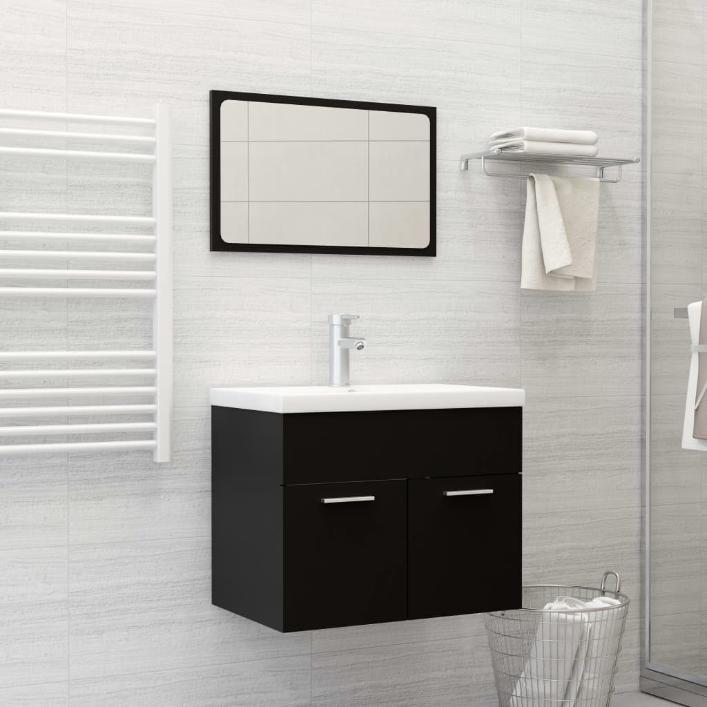 foto del prodotto set mobili da bagno nero in legno multistrato