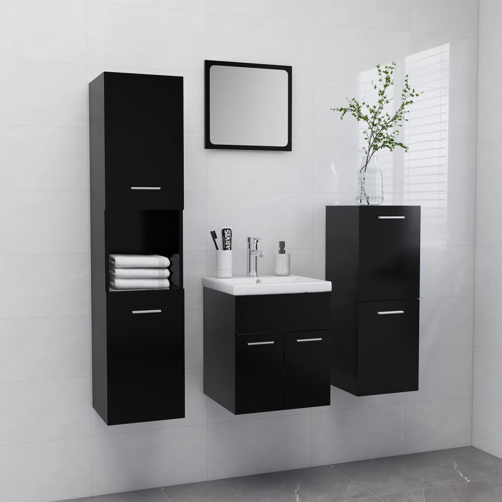 foto del prodotto set mobili da bagno nero in truciolato