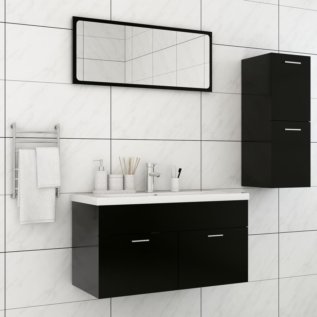 foto del prodotto set mobili da bagno nero in truciolato cod mxl 31366