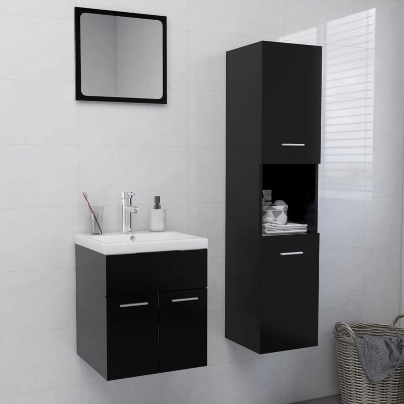 foto del prodotto set mobili da bagno nero in truciolato vidaxl