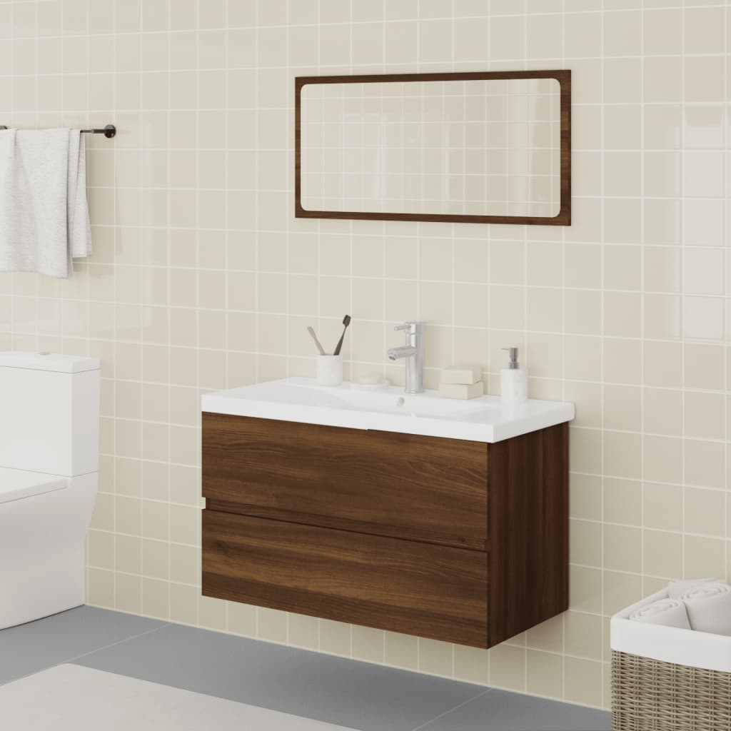 foto del prodotto set mobili da bagno rovere marrone in legno multistrato cod mxl 57640