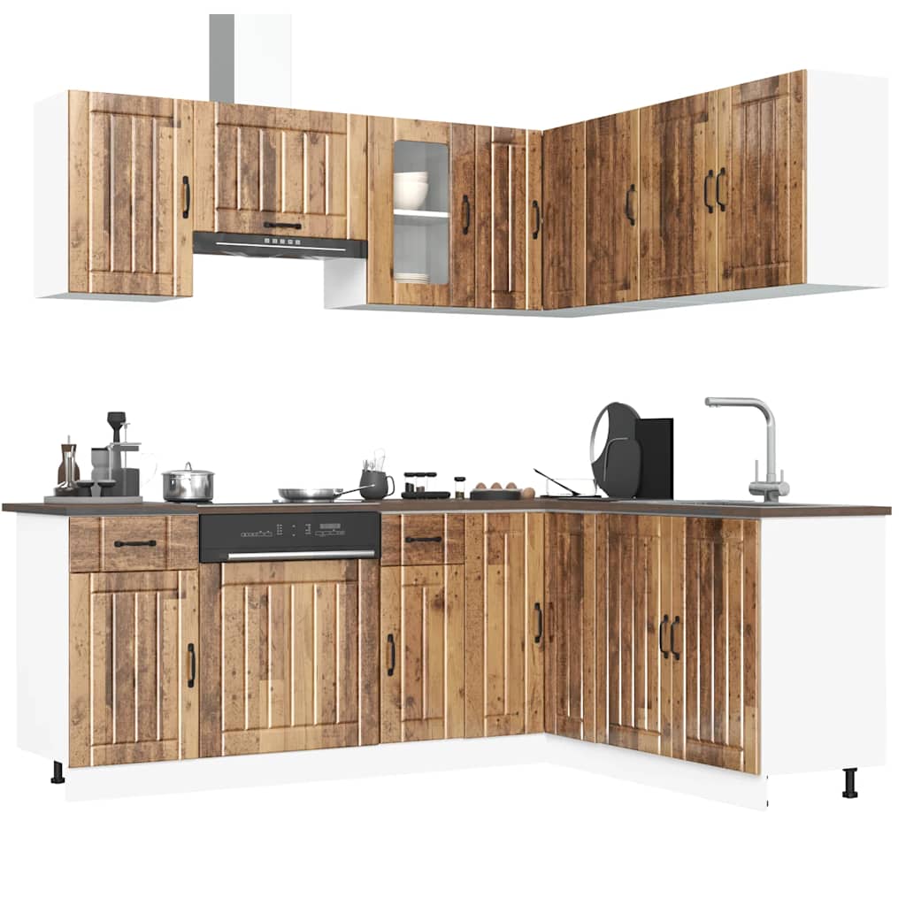 foto del prodotto set mobili da cucina 11 pz kalmar legno vecchio in truciolato