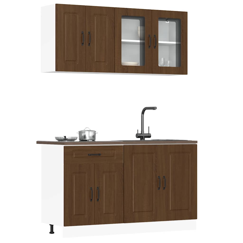 foto del prodotto set mobili da cucina 4 pz kalmar rovere marrone in truciolato