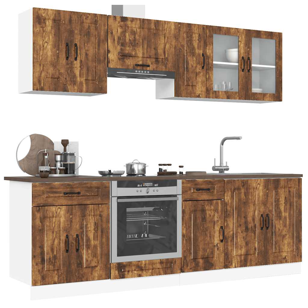 foto del prodotto set mobili da cucina 8 pz kalmar rovere fumo legno multistrato