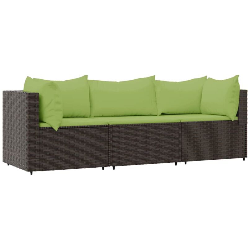 foto del prodotto set mobili da giardino 3 pz con cuscini in polyrattan marrone vidaxl
