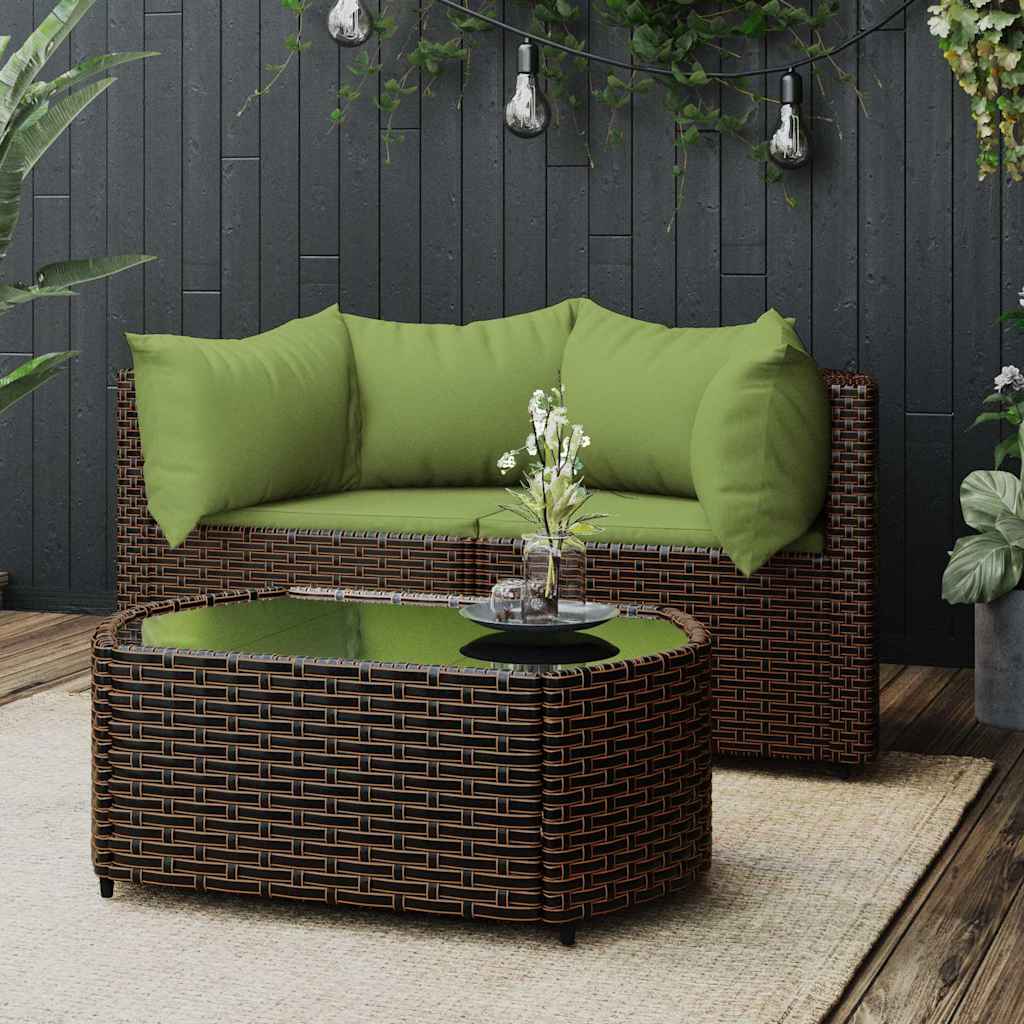 foto del prodotto set mobili da giardino 3 pz con cuscini in polyrattan marronecod mxl 130084