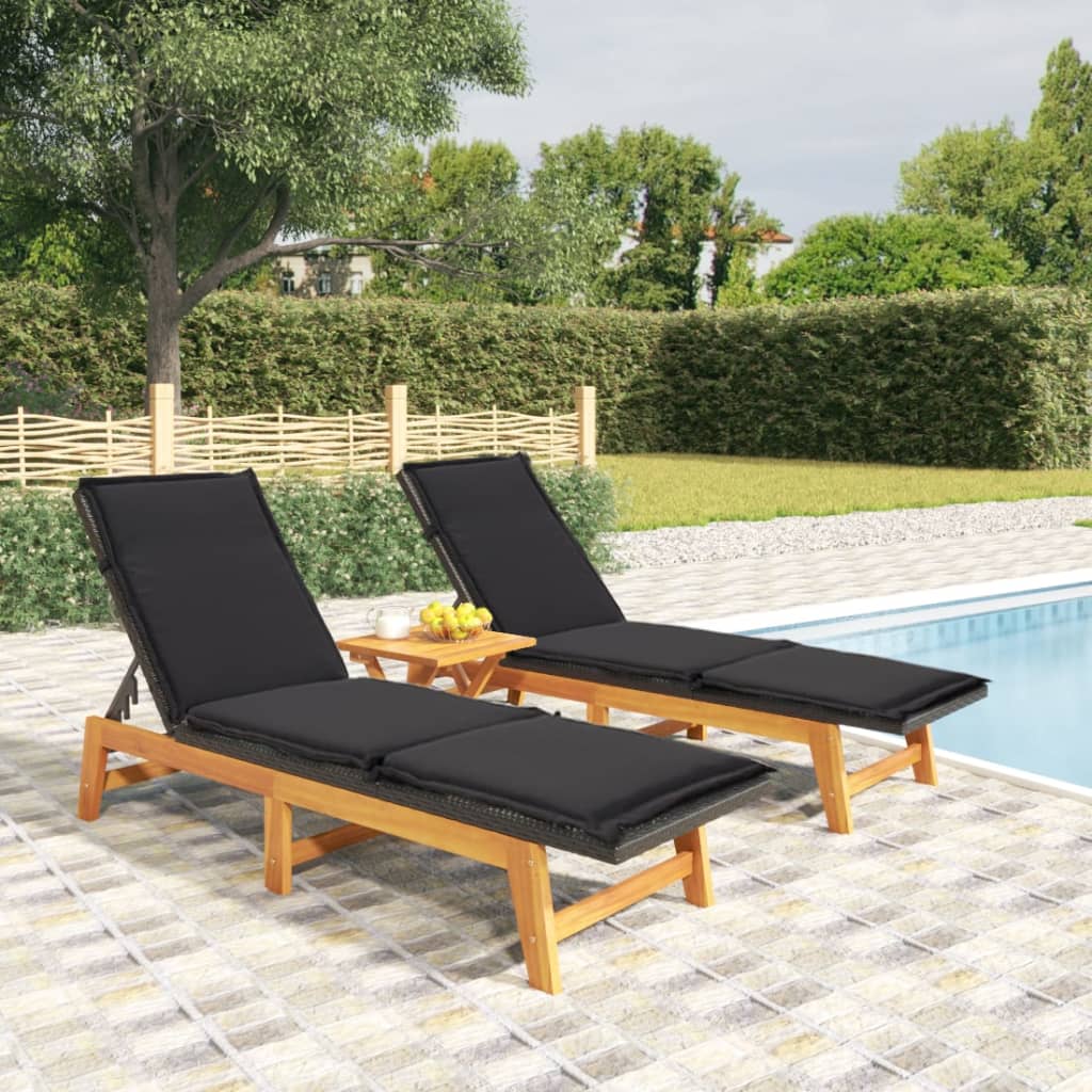 foto del prodotto set mobili da giardino 3 pz polyrattan e legno massello acaciacod mxl 76251