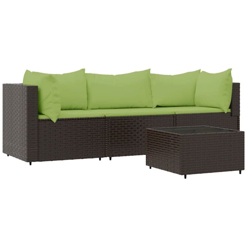 foto del prodotto set mobili da giardino 4 pz con cuscini in polyrattan marrone vidaxl