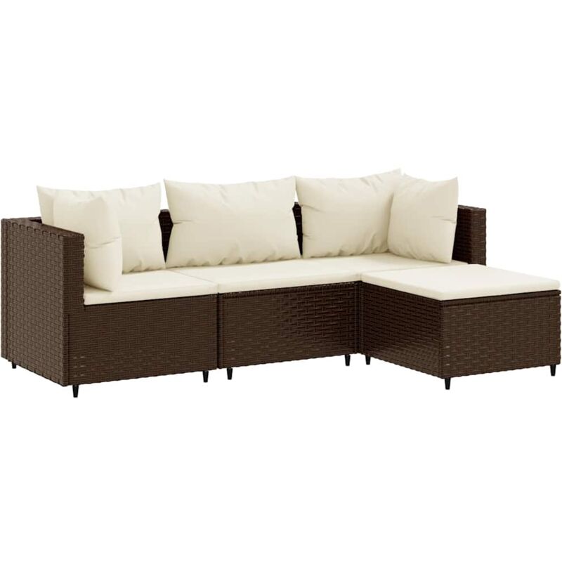 foto del prodotto set mobili da giardino 4 pz con cuscini in polyrattan marrone vidaxl