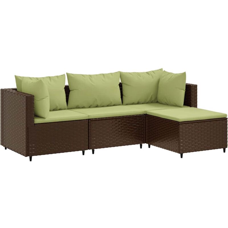 foto del prodotto set mobili da giardino 4 pz con cuscini in polyrattan marrone vidaxl