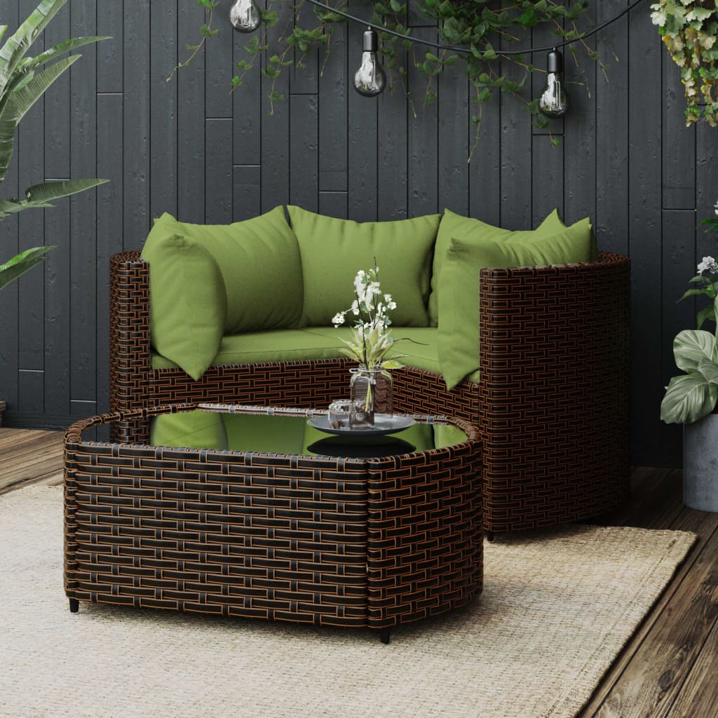 foto del prodotto set mobili da giardino 4 pz con cuscini in polyrattan marronecod mxl 106089