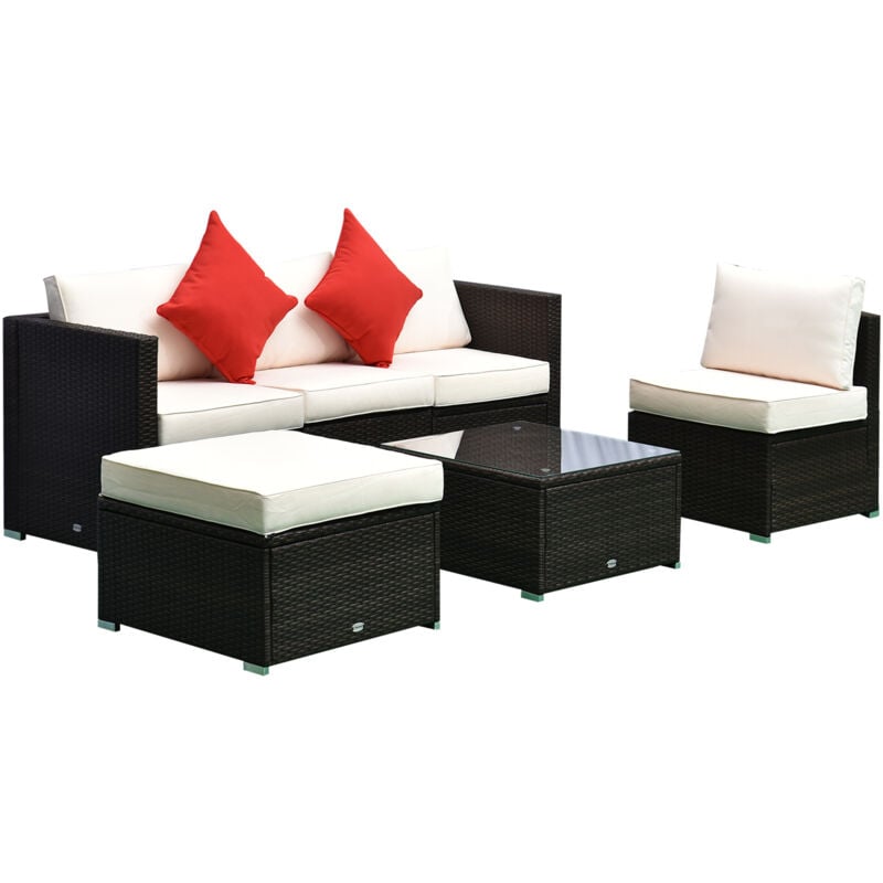 foto del prodotto set mobili da giardino in rattan pe con 4 poltrone 1 pouf 1 tavolino outsunny