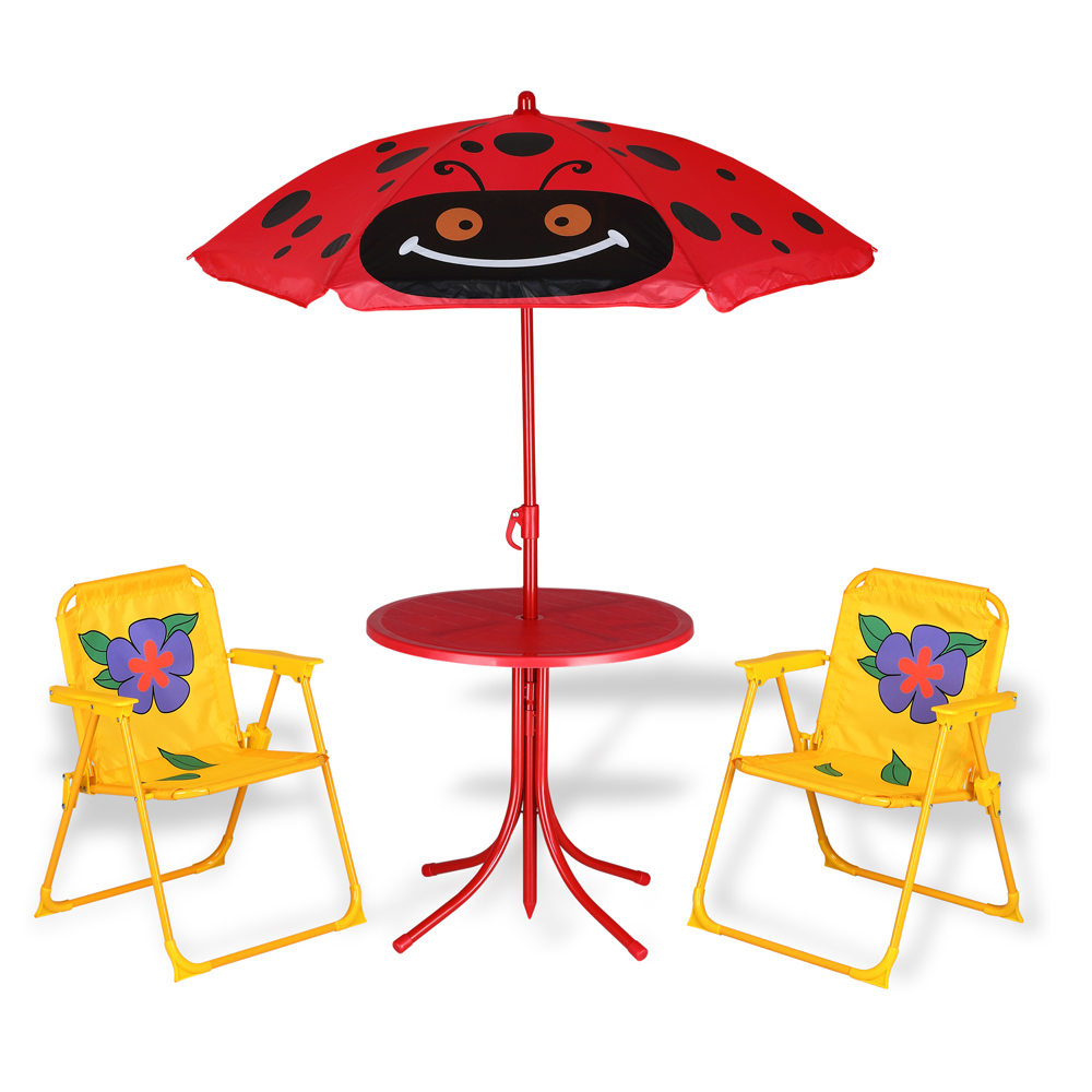 foto del prodotto set mobili da giardino per bambini con ombrellone
