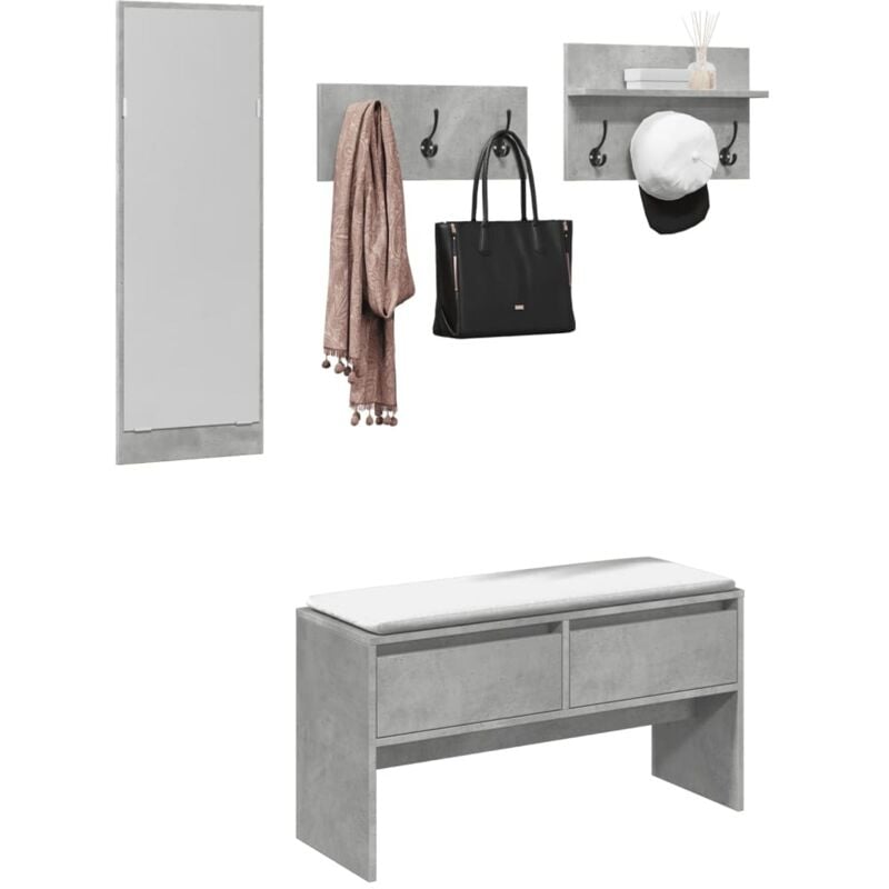 foto del prodotto set mobili da ingresso 4 pz grigio cemento in legno multistrato vidaxl