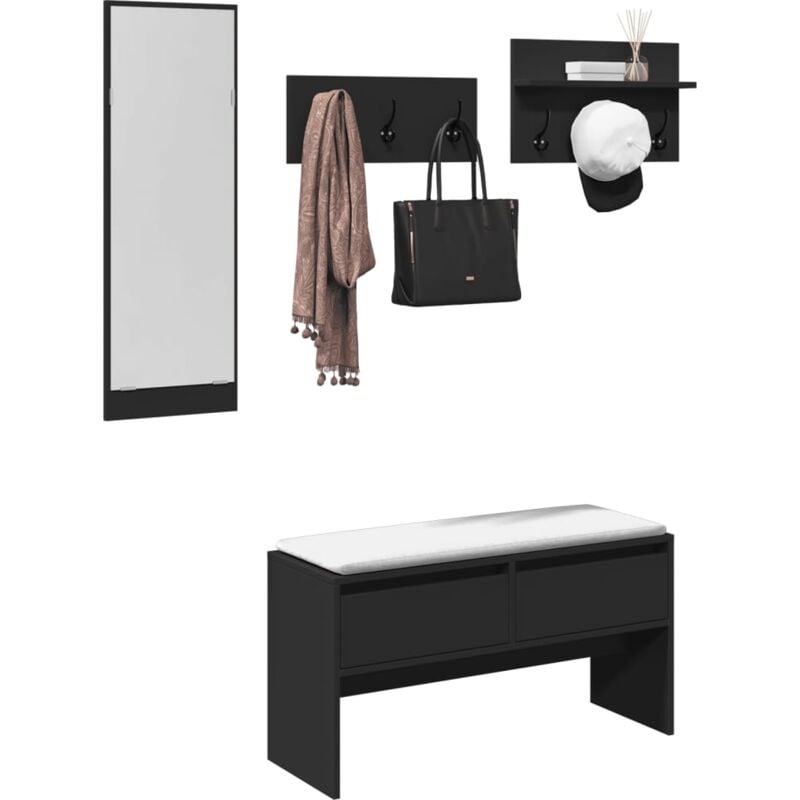 foto del prodotto set mobili da ingresso 4 pz nero in legno multistrato vidaxl