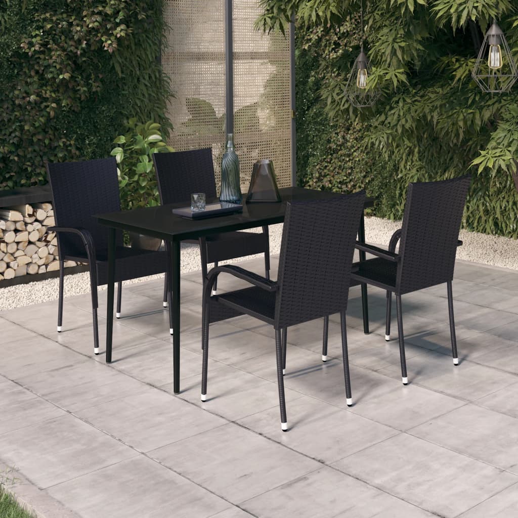 foto del prodotto set mobili da pranzo da giardino 5 pz nero cod mxl 36953
