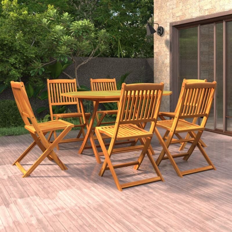 foto del prodotto set mobili da pranzo da giardino 7 pz legno massello di acacia vidaxl