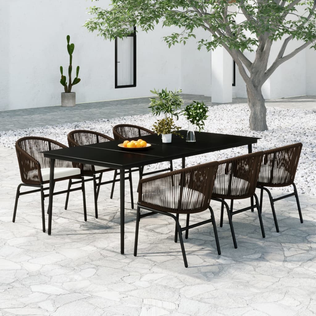 foto del prodotto set mobili da pranzo da giardino 7 pz marrone cod mxl 38723