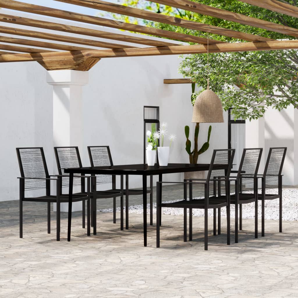 foto del prodotto set mobili da pranzo da giardino 7 pz nero cod mxl 41984