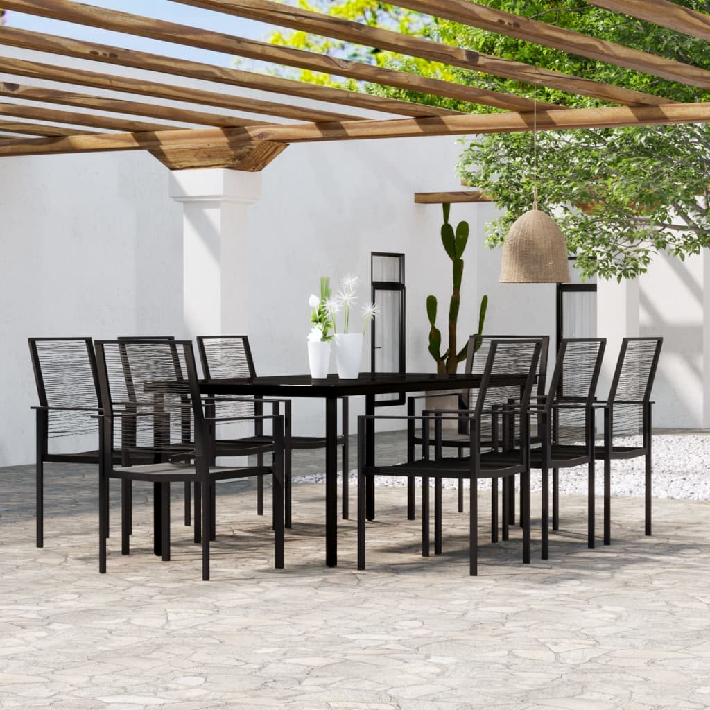 foto del prodotto set mobili da pranzo da giardino 9 pz con cuscini nero cod mxl 35498