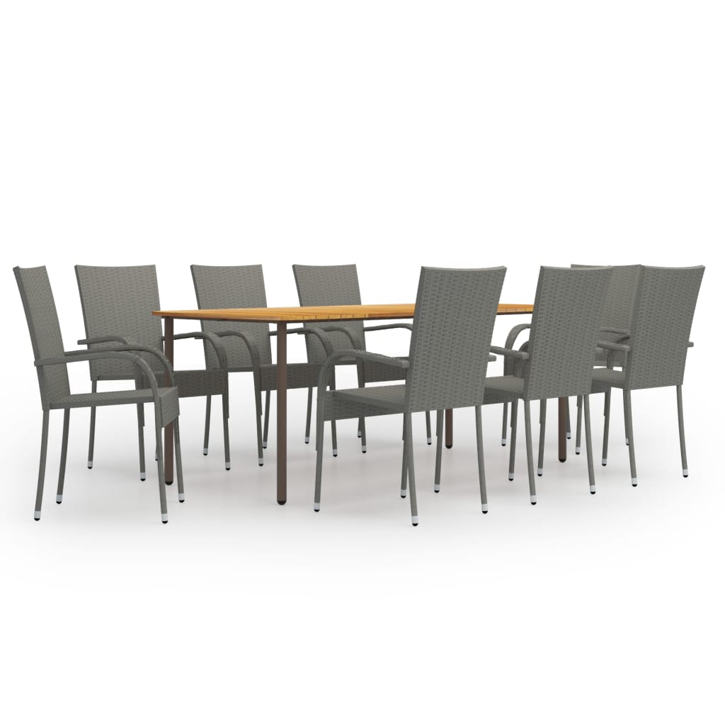 foto del prodotto set mobili da pranzo giardino 9 pz in polyrattan grigio cod mxl 35692