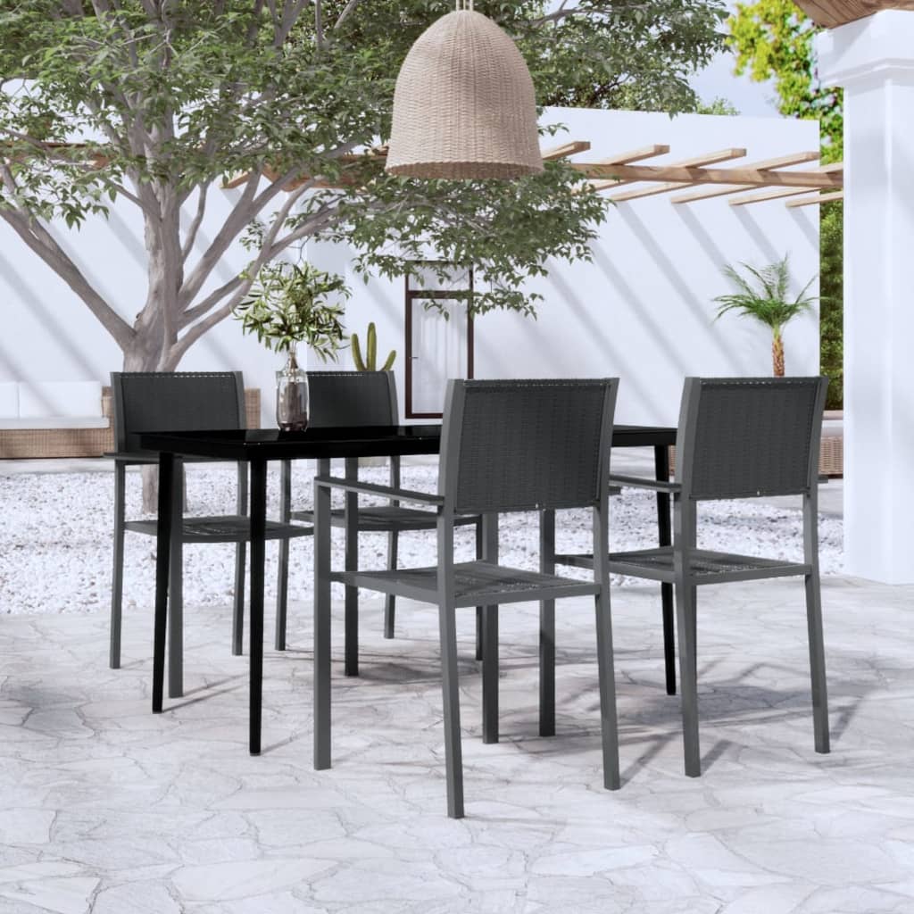 foto del prodotto set mobili da pranzo per giardino 5 pz nero cod mxl 36959