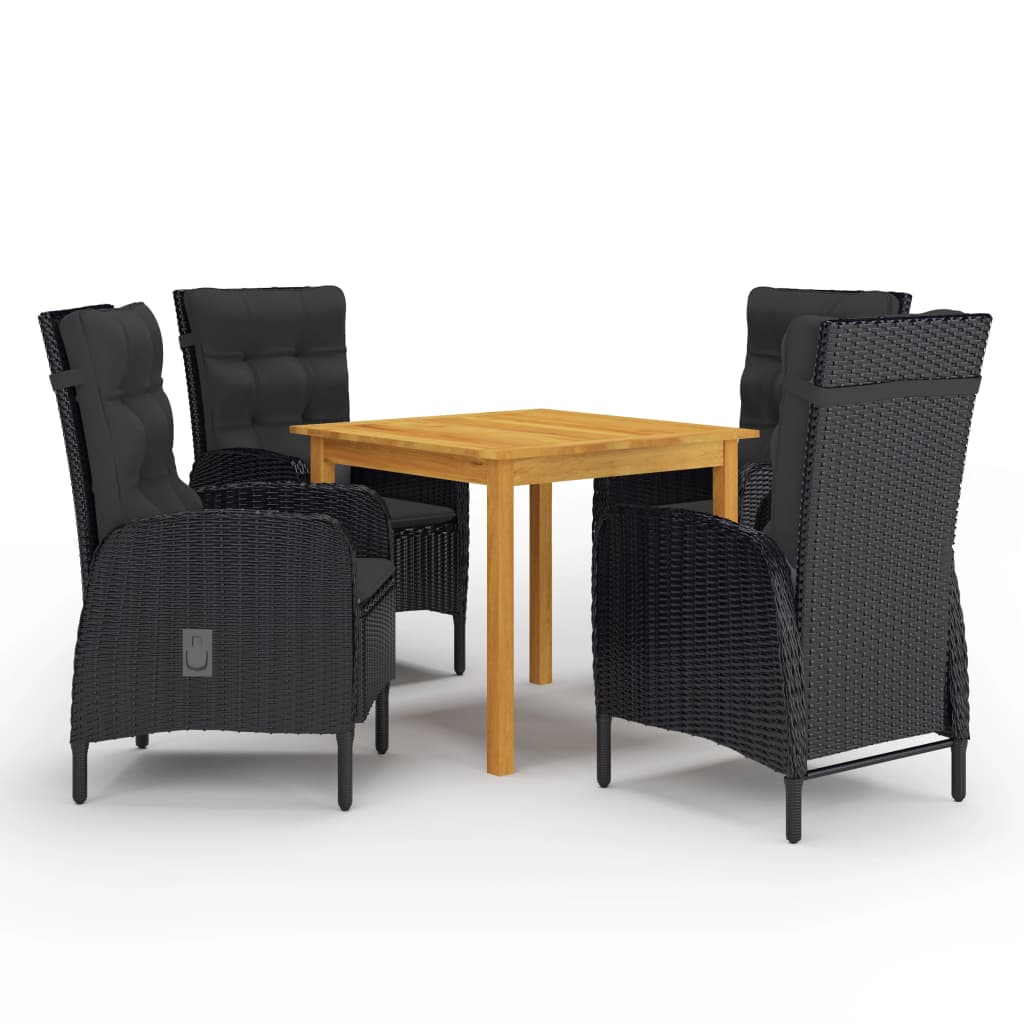 foto del prodotto set mobili da pranzo per giardino 5 pz nero cod mxl 36970