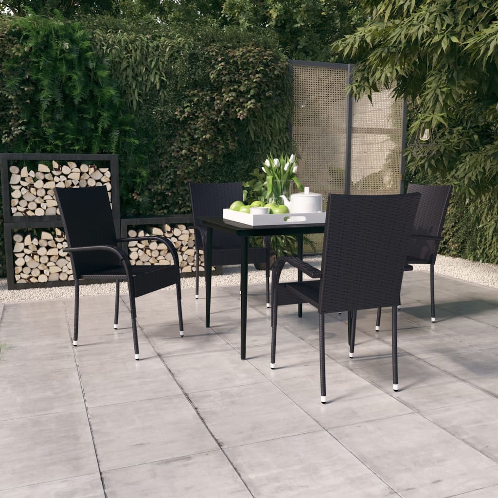 foto del prodotto set mobili da pranzo per giardino 5 pz nero cod mxl 41002