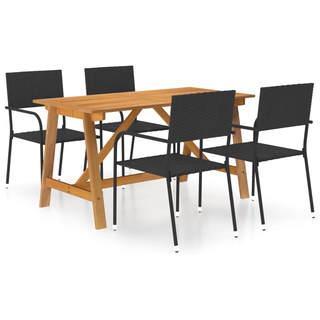 foto del prodotto set mobili da pranzo per giardino 5 pz nero cod mxl 42193
