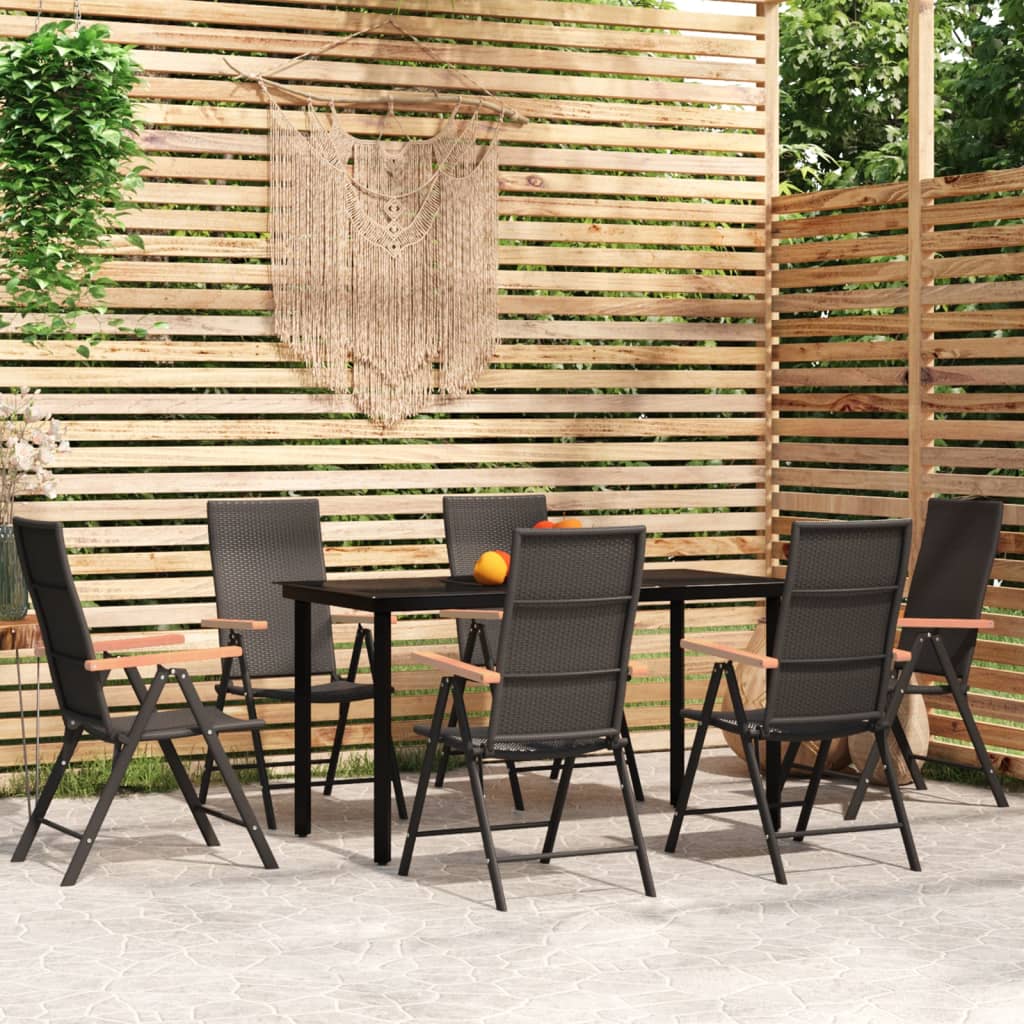 foto del prodotto set mobili da pranzo per giardino 7 pz nero cod mxl 41286