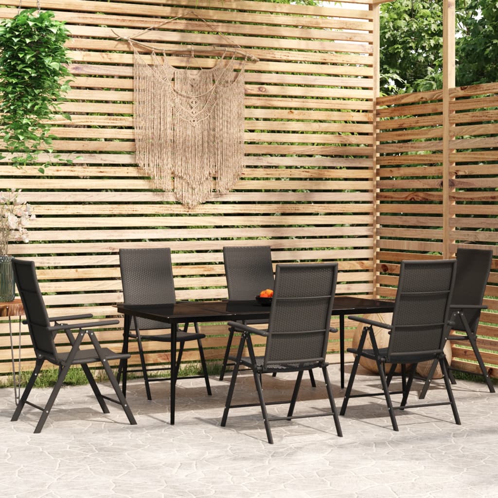 foto del prodotto set mobili da pranzo per giardino 7 pz nero cod mxl 48784
