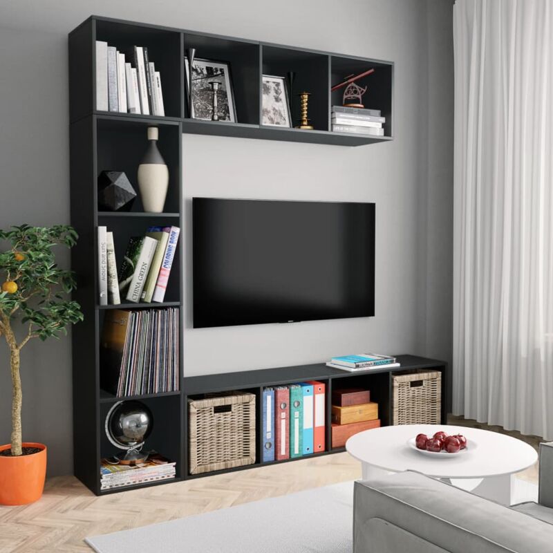 foto del prodotto set mobili libreria porta tv 3 pz nero 180x30x180 cm vidaxl