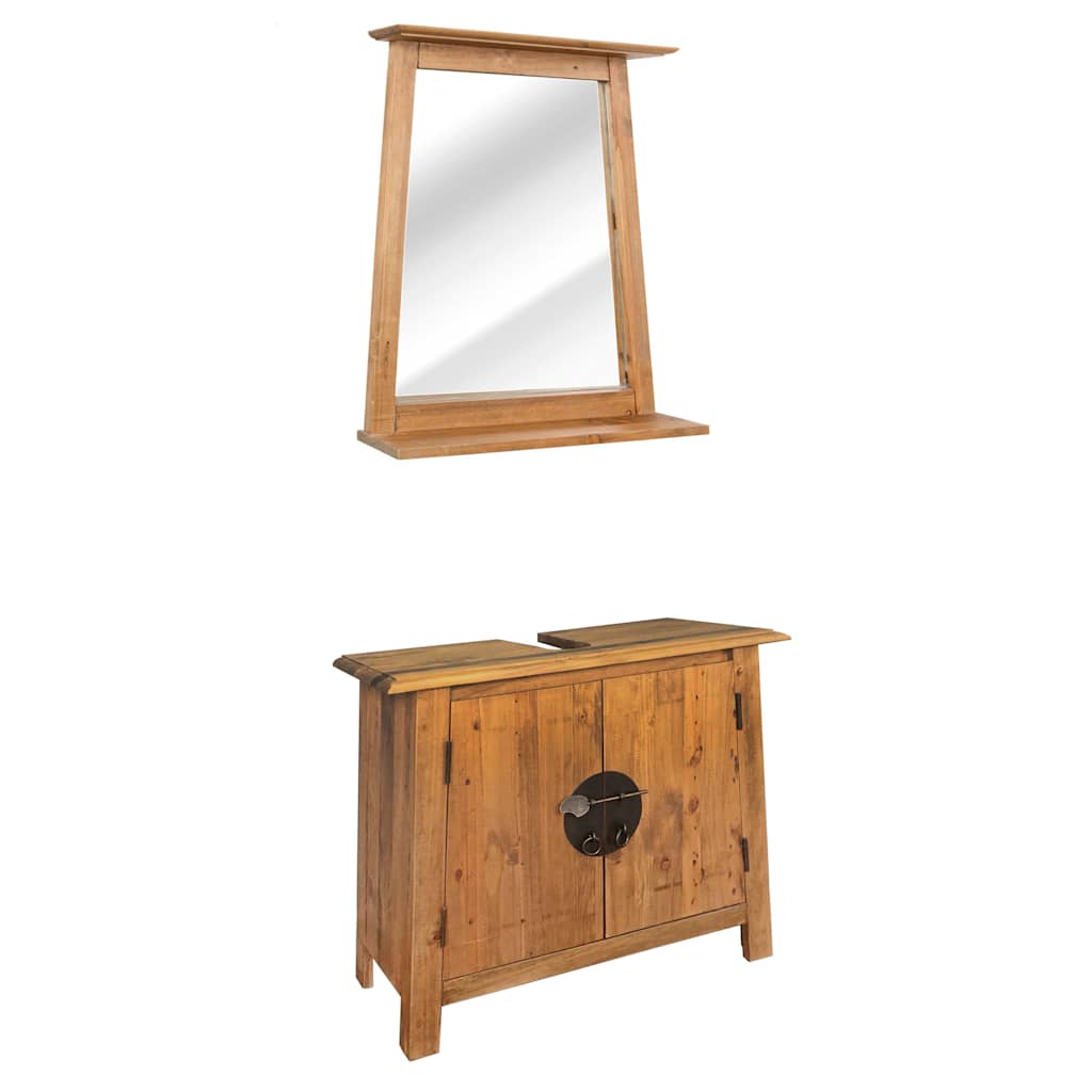 foto del prodotto set mobili per il bagno in massello di pino riciclato cod mxl 7959