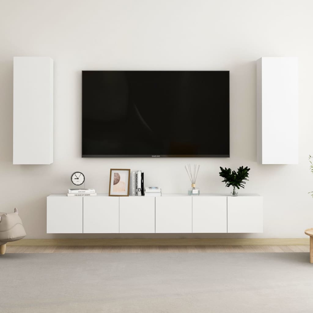 foto del prodotto set mobili porta tv 5 pz bianco in legno multistrato