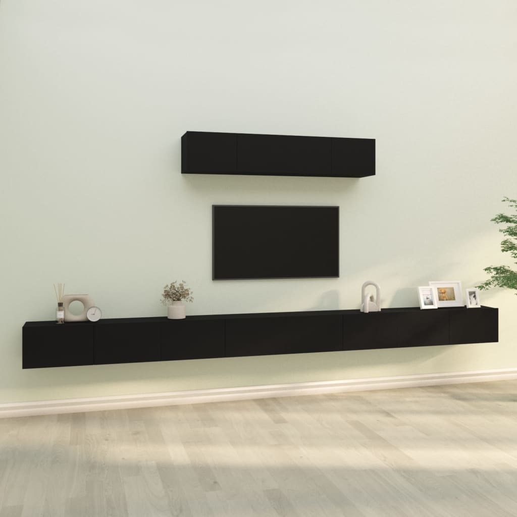 foto del prodotto set mobili porta tv 6 pz nero in legno multistrato