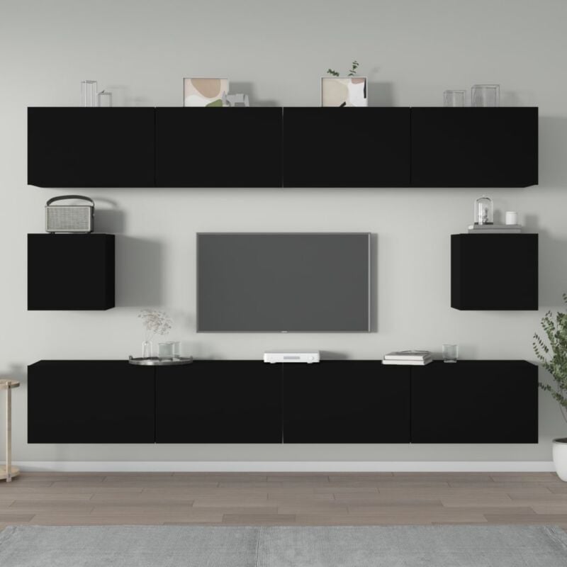 foto del prodotto set mobili porta tv 6 pz nero in legno multistrato vidaxl