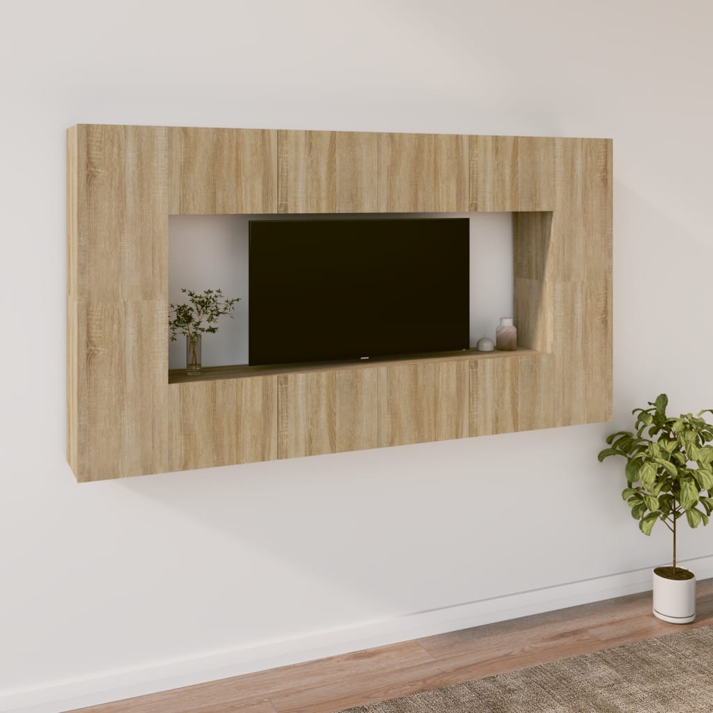 foto del prodotto set mobili porta tv 8pz rovere sonoma in legno multistrato cod mxl 62264