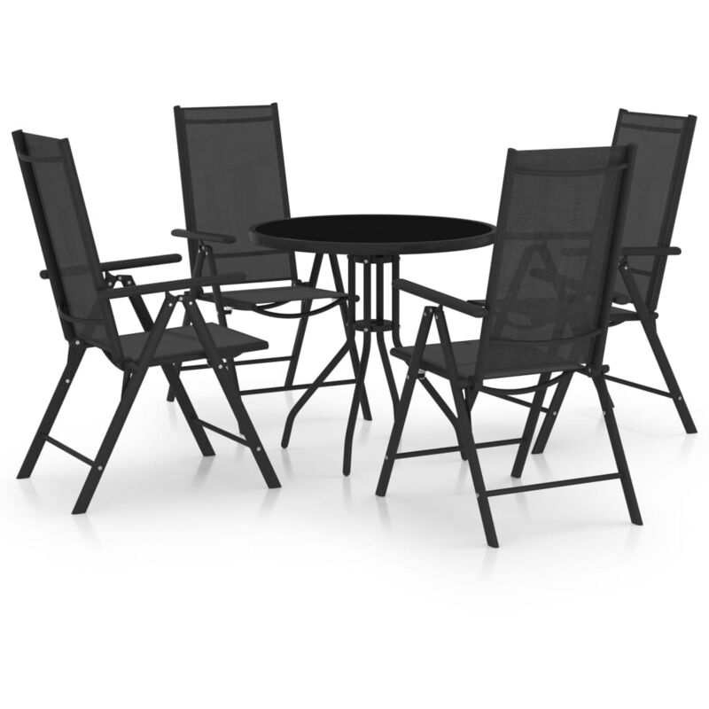 foto del prodotto set mobili pranzo per giardino 5 pz in alluminio textilene nero