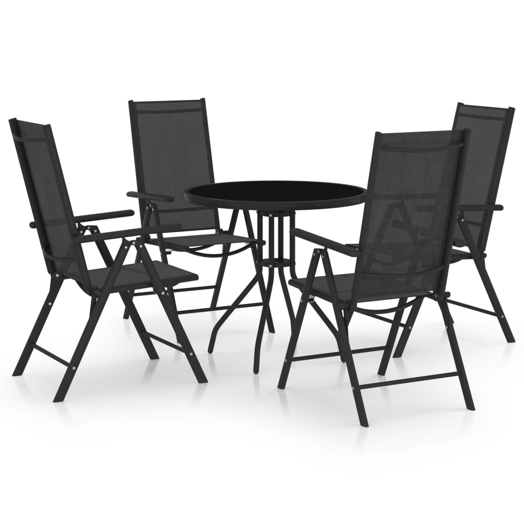 foto del prodotto set mobili pranzo per giardino 5 pz in alluminio textilene nero cod mxl 45899