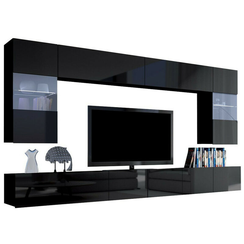 foto del prodotto set mobili soggiorno tivdalu 105, nero nero lucido