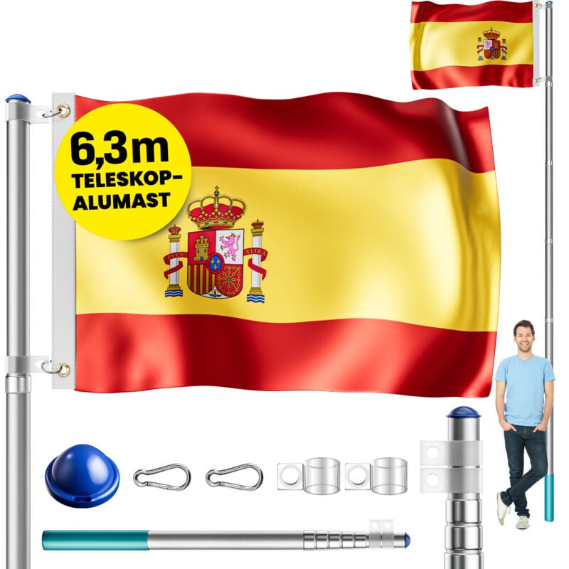 foto del prodotto set montaggio bandiera con asta in alluminio 6,30 m spanien de - monzana