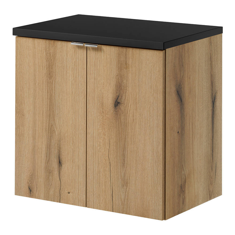 foto del prodotto set newport armadio pensile sottolavabo con piano di lavoro 60x60x40 effetto rovere nero en.casa 