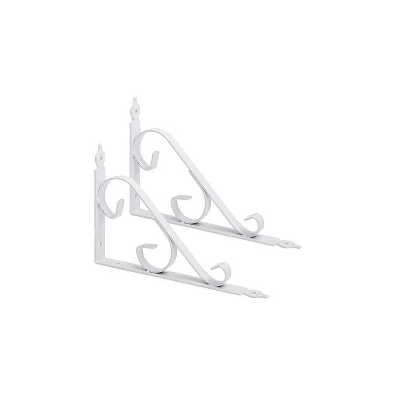 foto del prodotto set of 2 black metal corner shelf brackets 250 x 164mm, white